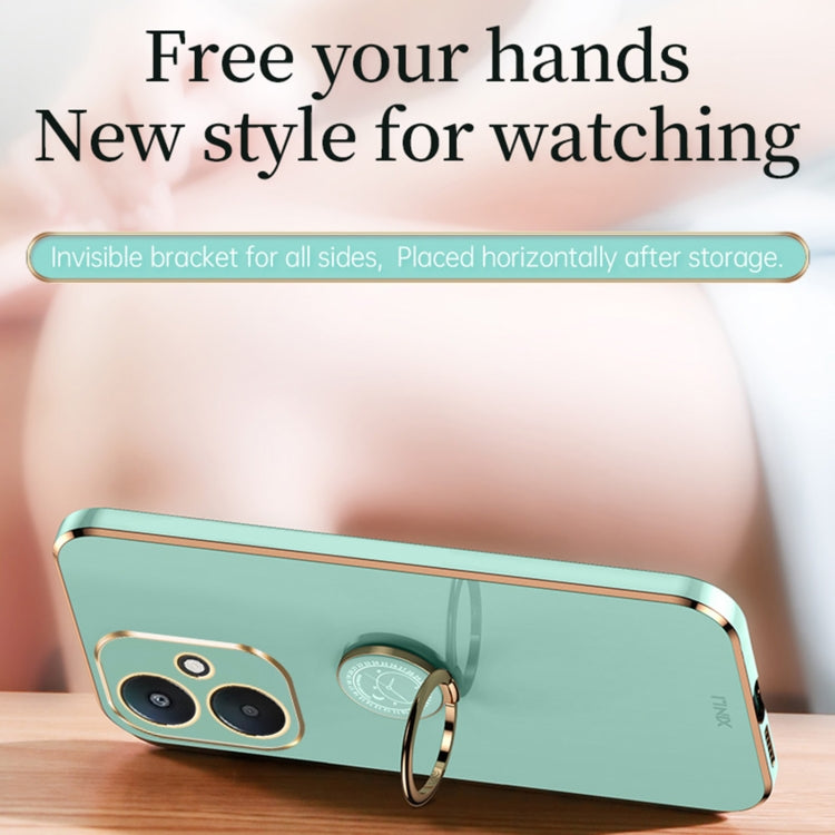 For Xiaomi Redmi 13C 5G XINLI Straight Edge 6D Electroplate TPU Phone Case with Ring Holder(Celestial Blue)
