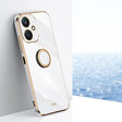 For Xiaomi Redmi 13C 5G XINLI Straight Edge 6D Electroplate TPU Phone Case with Ring Holder(White) - 13C Cases by XINLI | Online Shopping South Africa | PMC TechLife | Buy Now Pay Later Mobicred