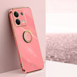 For Xiaomi Redmi Note 13 4G XINLI Straight Edge 6D Electroplate TPU Phone Case with Ring Holder(Hawthorn Red) - free shipping - PMC TechLife - Order now!