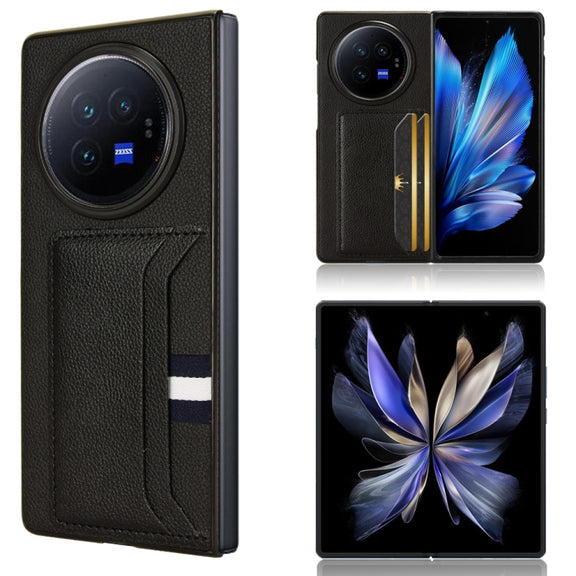 For vivo X Fold3 Litchi Texture Card Slots Back Cover Phone Case(Black)