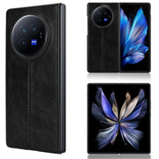 For vivo X Fold3 Pro Cow Pattern Sewing Back Cover Phone Case(Black)