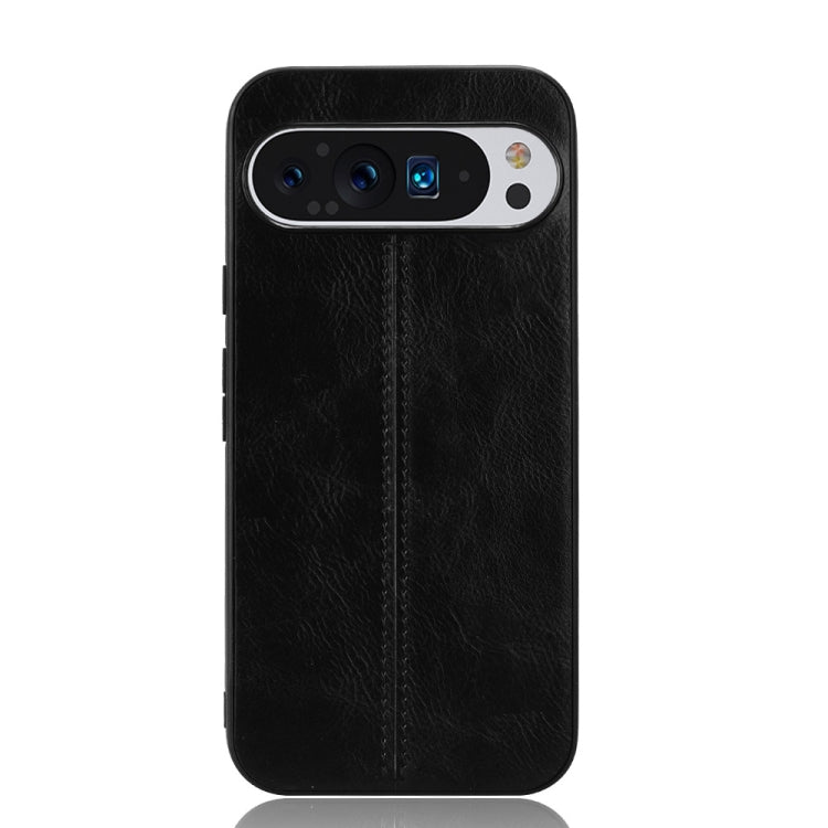 For Google Pixel 9 Pro Sewing Cow Pattern Skin PC + PU + TPU Phone Case(Black)