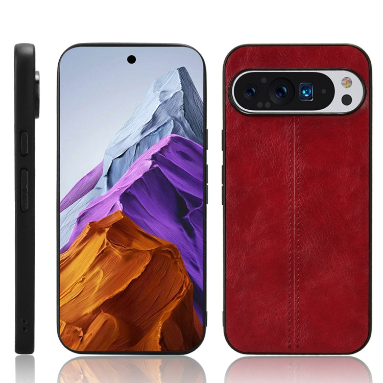 For Google Pixel 9 Sewing Cow Pattern Skin PC + PU + TPU Phone Case(Red)