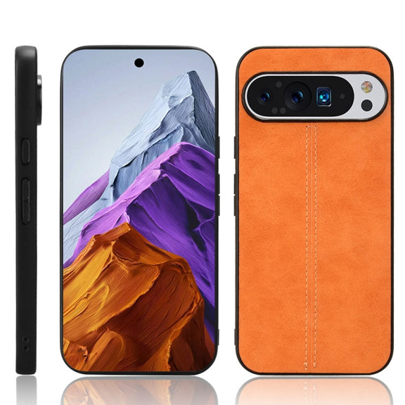 For Google Pixel 9 Sewing Cow Pattern Skin PC + PU + TPU Phone Case(Orange)