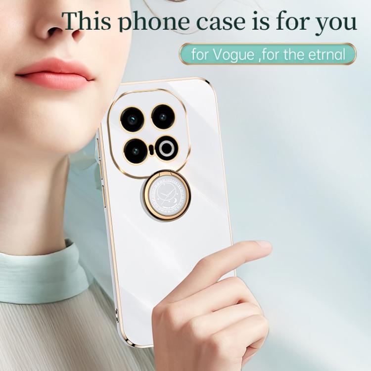 For vivo iQOO 13 XINLI Straight Edge 6D Electroplate TPU Phone Case with Ring Holder(Celestial Blue)