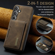 For Samsung Galaxy S24 5G DG.MING M2 Series 3-Fold Multi Card Bag + Magnetic Phone Case(Coffee)