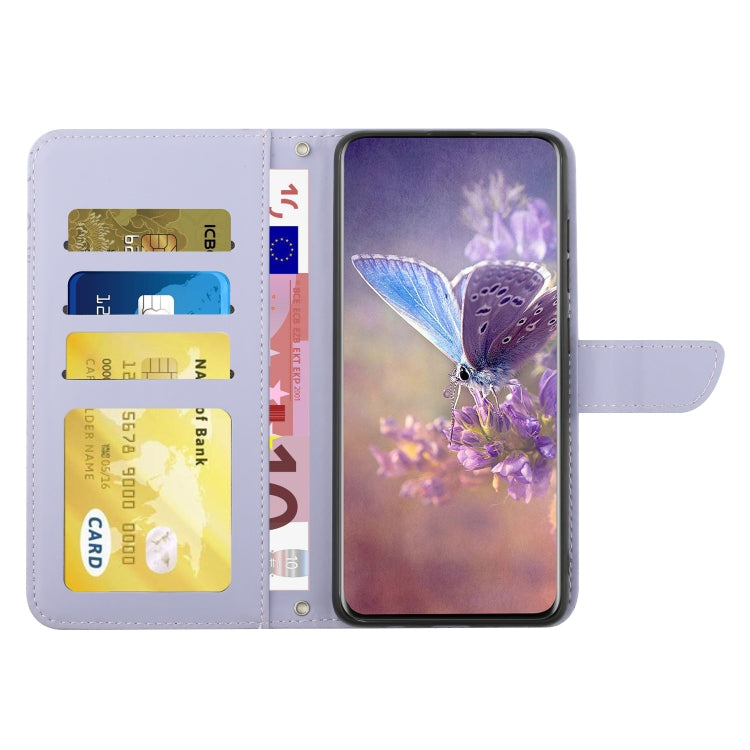 For Xiaomi Redmi A3 Skin Feel Butterfly Embossed Flip Leather Phone Case(Purple)