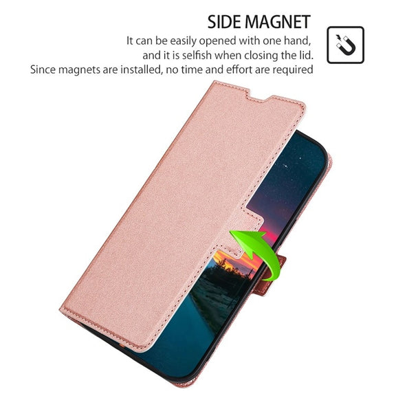 For Huawei Pura 70 Ultra Ultra-thin Voltage Side Buckle Horizontal Flip Leather Phone Case(Rose Gold)