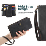 For Samsung Galaxy S21 FE 5G Zipper Wallet Magnetic Detachable Leather Phone Case(Black)