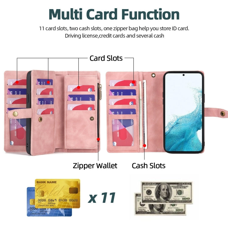 For Samsung Galaxy A33 5G Zipper Wallet Magnetic Detachable Leather Phone Case(Pink)