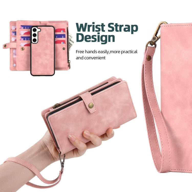 For Samsung Galaxy A33 5G Zipper Wallet Magnetic Detachable Leather Phone Case(Pink)
