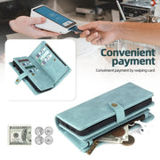 For Samsung Galaxy A51 4G Zipper Wallet Magnetic Detachable Leather Phone Case(Blue)