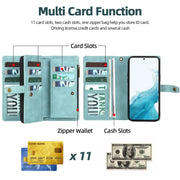 For Samsung Galaxy A51 5G Zipper Wallet Detachable MagSafe Leather Phone Case(Blue)