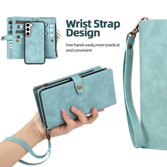 For Samsung Galaxy A72 4G/5G Zipper Wallet Detachable MagSafe Leather Phone Case(Blue)
