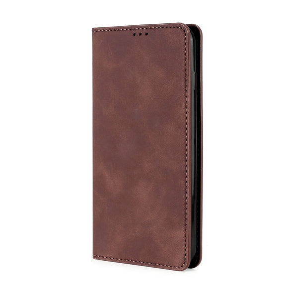 For Xiaomi Redmi 12 4G Skin Feel Magnetic Leather Phone Case(Dark Brown)