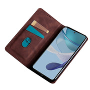 For Xiaomi Redmi 12 4G Skin Feel Magnetic Leather Phone Case(Dark Brown)