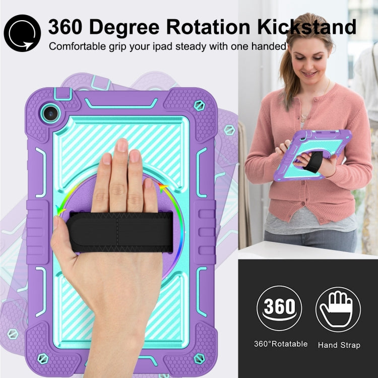 For Huawei MatePad SE 10.4 360 Degree Rotation PC Contrast Silicone Tablet Case(Purple + Mint Green)