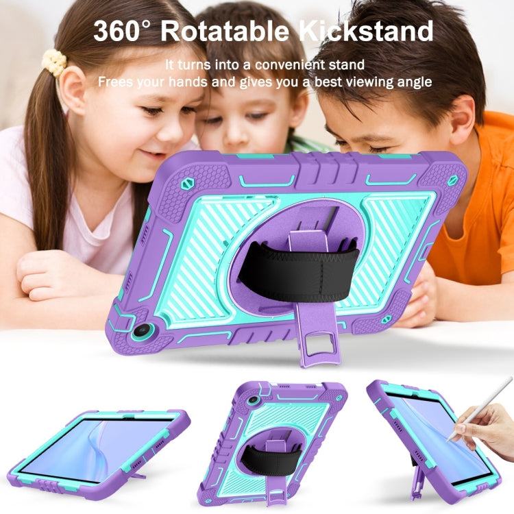 For Huawei MatePad SE 10.4 360 Degree Rotation PC Contrast Silicone Tablet Case(Purple + Mint Green)