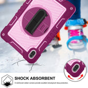 For Huawei MatePad SE 11 360 Degree Rotation PC Contrast Silicone Tablet Case(Rose Red + Pink)