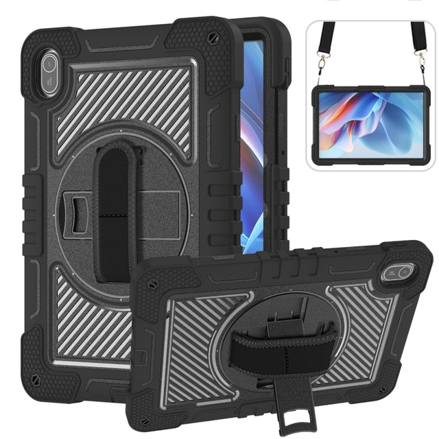 For Huawei MatePad SE 11 360 Degree Rotation PC Contrast Silicone Tablet Case(Black)