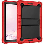For TCL Tab 10 5G Shockproof Silicone Hybrid PC Tablet Case with Holder(Black + Red)