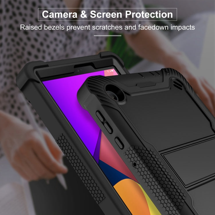 For TCL Tab 8 LE Shockproof Silicone Hybrid PC Tablet Case with Holder(Black)