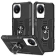 For vivo Y02 Ring Holder Armor Hybrid Phone Case(Black) - vivo Cases by PMC TechLife | Online Shopping South Africa | PMC TechLife | Buy Now Pay Later Mobicred