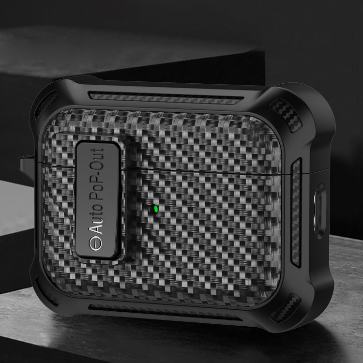 For AirPods Pro Alpha Carbon Fiber Wireless Bluetooth Earphone Protective Case(Black)