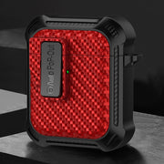 For AirPods 2 / 1 Alpha Carbon Fiber Wireless Bluetooth Earphone Protective Case(Red)