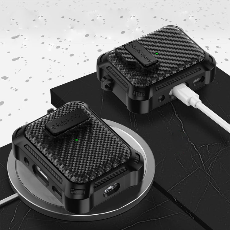 For AirPods 2 / 1 Alpha Carbon Fiber Wireless Bluetooth Earphone Protective Case(Royal Blue)