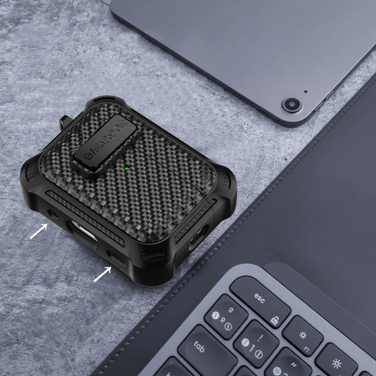 For AirPods 3 Alpha Carbon Fiber Wireless Bluetooth Earphone Protective Case(Black)