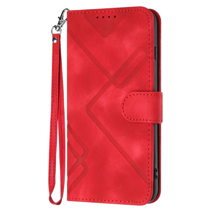 For Google Pixel 9 Pro Line Pattern Skin Feel Leather Phone Case(Red)
