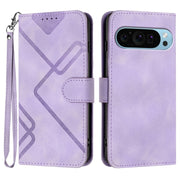 For Google Pixel 9 Line Pattern Skin Feel Leather Phone Case(Light Purple)