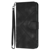 For iPhone 16 Pro Line Pattern Skin Feel Leather Phone Case(Black)