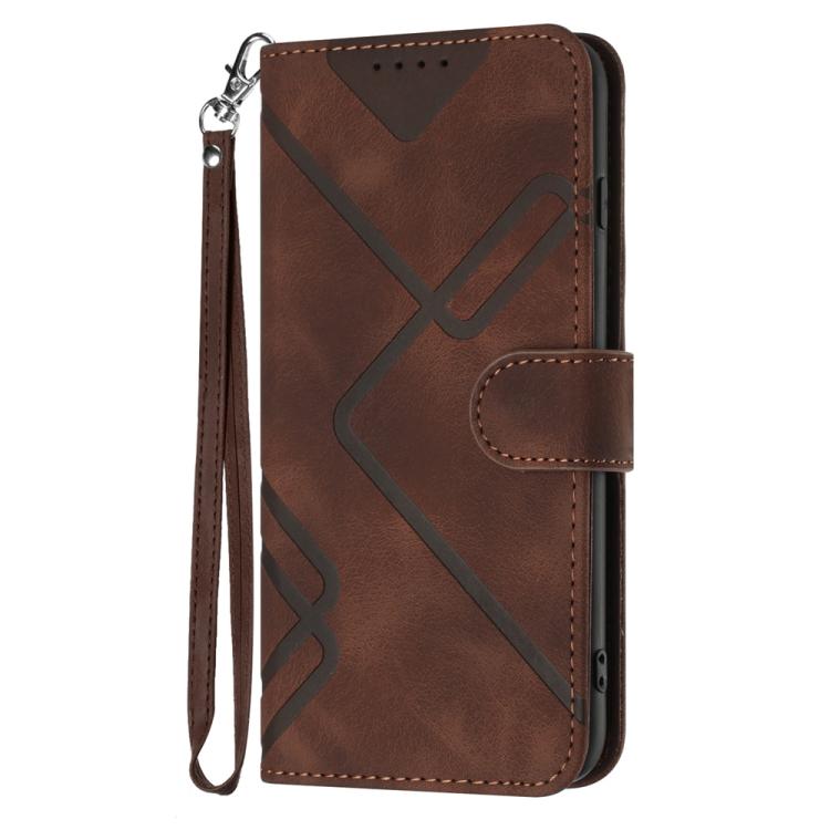 For iPhone 17 Air Line Pattern Skin Feel Leather Phone Case(Coffee)