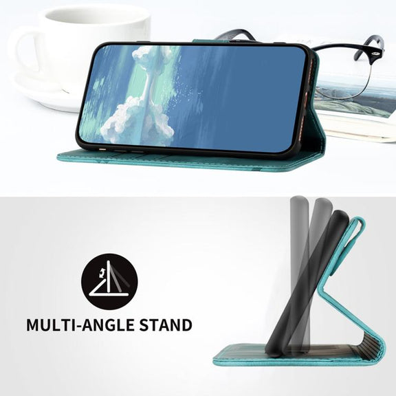 For iPhone 17 Line Pattern Skin Feel Leather Phone Case(Light Blue)