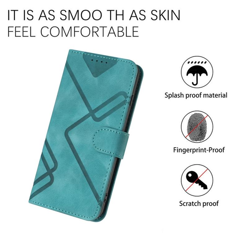 For iPhone 17 Line Pattern Skin Feel Leather Phone Case(Light Blue)