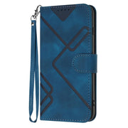 For iPhone 17 Pro Max Line Pattern Skin Feel Leather Phone Case(Royal Blue)