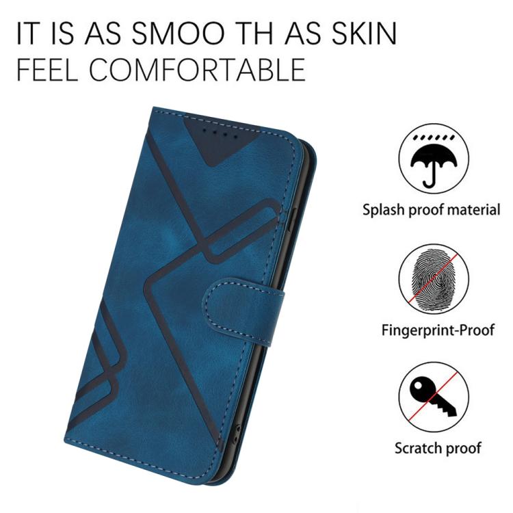 For iPhone 17 Pro Max Line Pattern Skin Feel Leather Phone Case(Royal Blue)