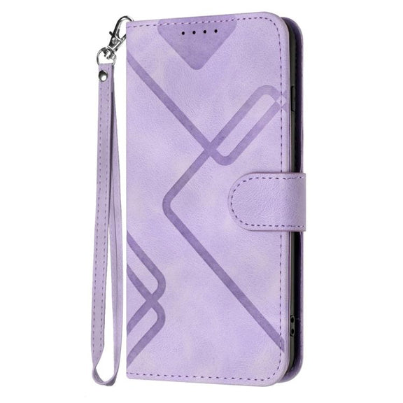 For iPhone 17 Pro Max Line Pattern Skin Feel Leather Phone Case(Light Purple)