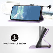 For iPhone 17 Pro Max Line Pattern Skin Feel Leather Phone Case(Light Purple)