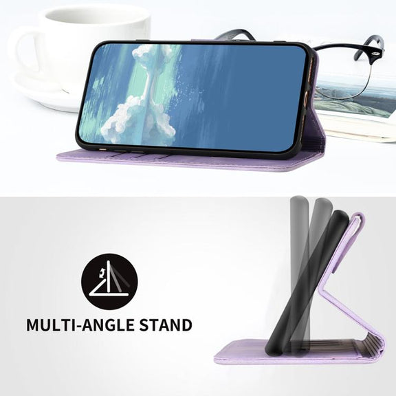 For iPhone 17 Pro Max Line Pattern Skin Feel Leather Phone Case(Light Purple)