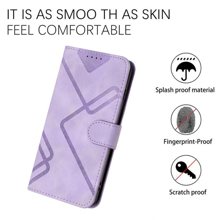 For iPhone 17 Pro Max Line Pattern Skin Feel Leather Phone Case(Light Purple)