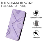 For iPhone 17 Pro Max Line Pattern Skin Feel Leather Phone Case(Light Purple)