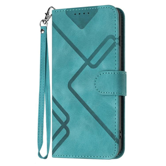 For iPhone 17 Pro Max Line Pattern Skin Feel Leather Phone Case(Light Blue)