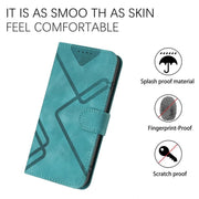 For iPhone 17 Pro Max Line Pattern Skin Feel Leather Phone Case(Light Blue)