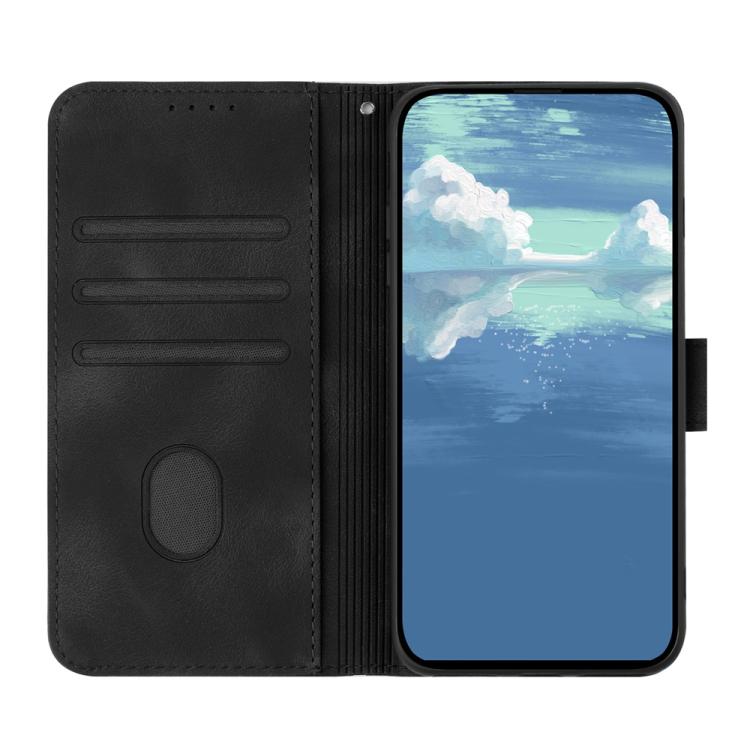 For iPhone 17 Pro Line Pattern Skin Feel Leather Phone Case(Black)