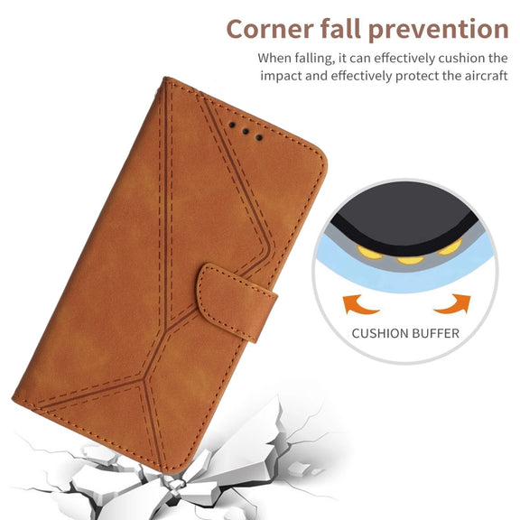 For Motorola Moto E22 / E22i 4G Stitching Embossed Leather Phone Case(Brown)