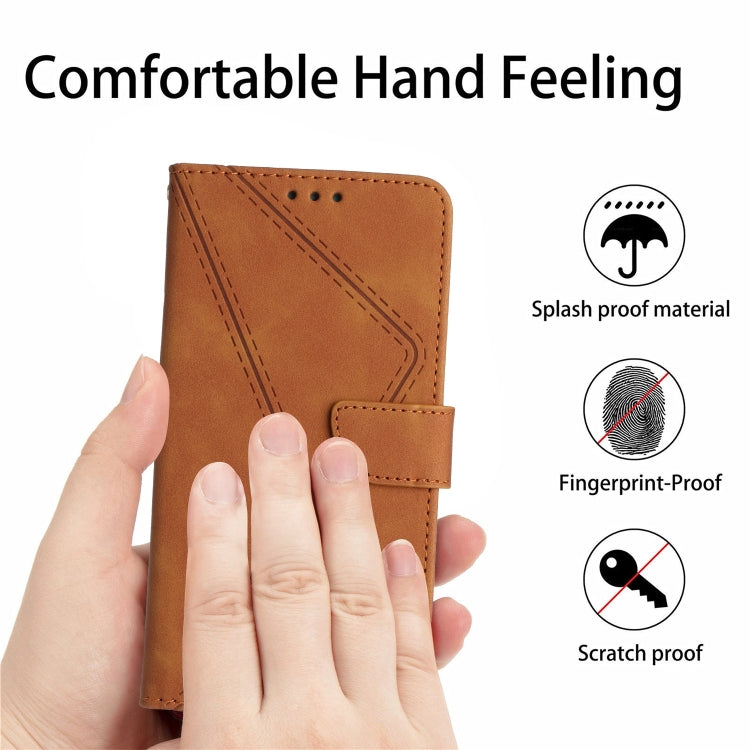 For Motorola Moto E22 / E22i 4G Stitching Embossed Leather Phone Case(Brown)