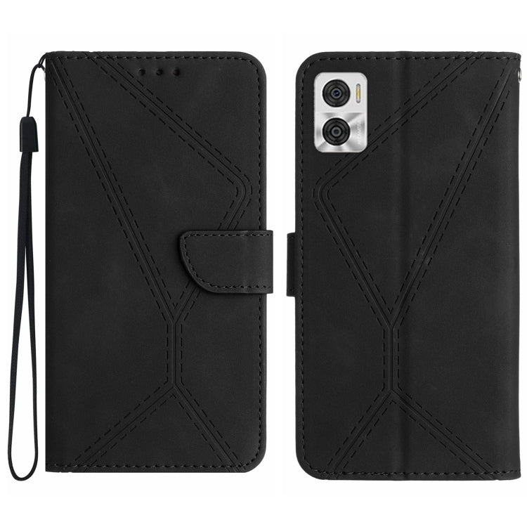 For Motorola Moto E22 / E22i 4G Stitching Embossed Leather Phone Case(Black)